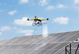 Solar panel cleaning drone